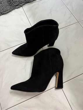 Marc Fisher Black Suede Pointed-Toe Women’s Ankle Boots